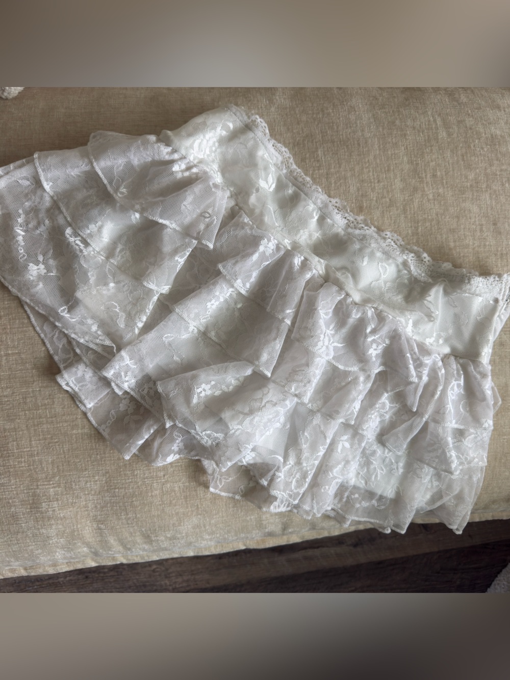 White Lace Ruffled Skort